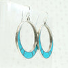 Purest Blue Turquoise Inlay Sterling Hoop Earrings