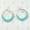 Purest Blue Turquoise Inlay Sterling Hoop Earrings