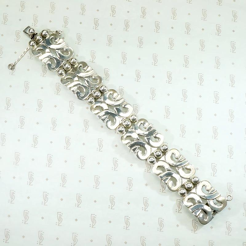 Elegant Mexican Sterling Silver Panel Bracelet