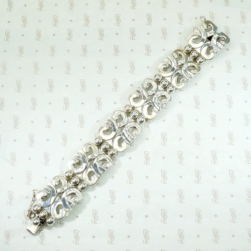 Elegant Mexican Sterling Silver Panel Bracelet