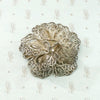 Three-Dimensional Silver Filigree Flower Brooch
