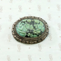 Dramatic Green Chinese Turquoise Brooch