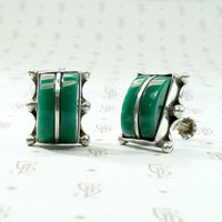 Mexican Sterling Silver & Green Onyx Earrings