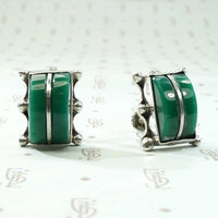 Mexican Sterling Silver & Green Onyx Earrings