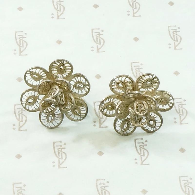 Filigree Flower Earrings in Mexican Silver