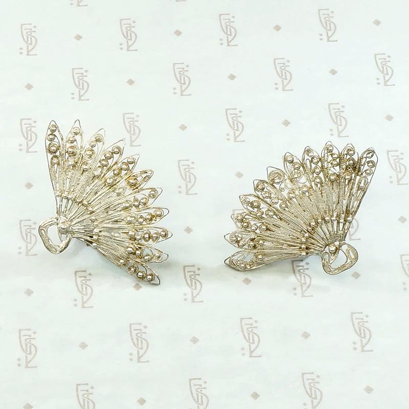Lacy Little Silver Filigree Fan Earrings