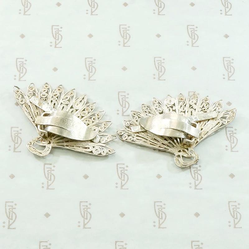 Lacy Little Silver Filigree Fan Earrings
