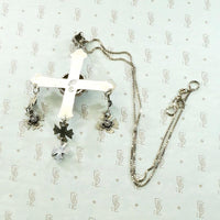 Ornate Mexican Silver & Onyx Cross Necklace