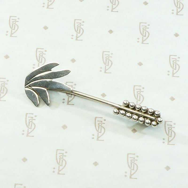 Stylized Agave Plant Silver Brooch by Ruth Ann Begay