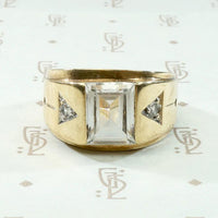Swanky Mid Century Gold & Crystal Arrow Ring