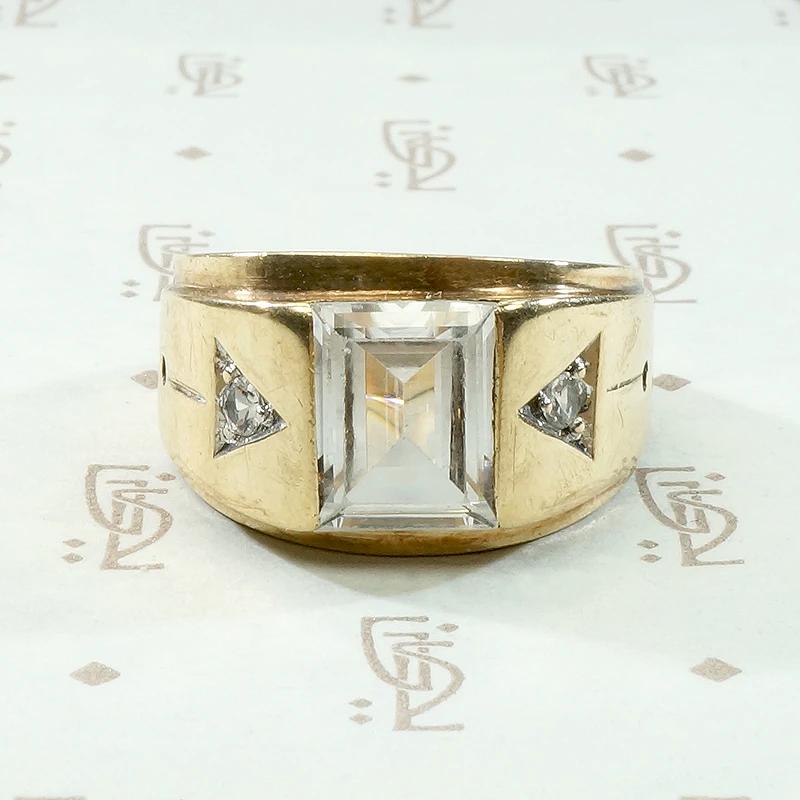 Swanky Mid Century Gold & Crystal Arrow Ring