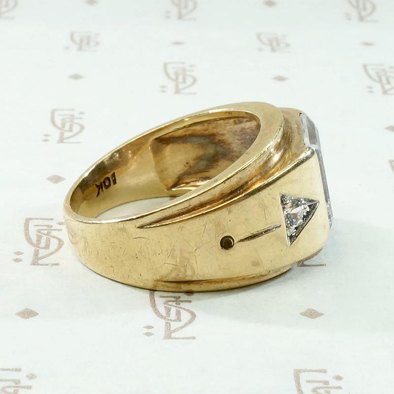 Swanky Mid Century Gold & Crystal Arrow Ring