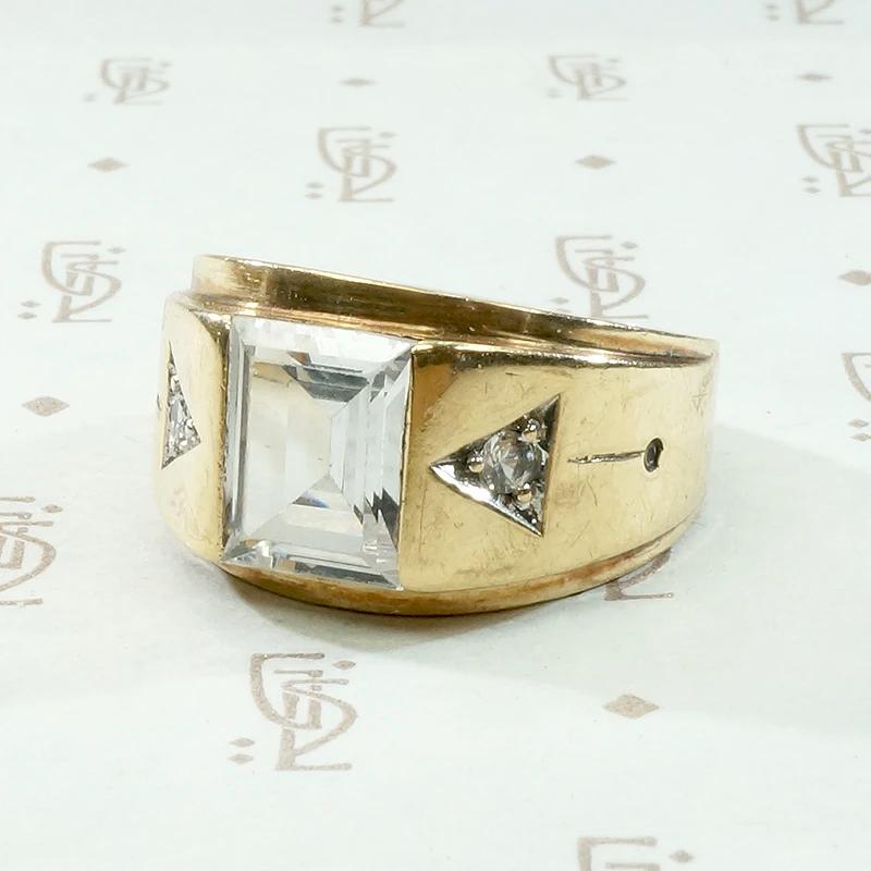 Swanky Mid Century Gold & Crystal Arrow Ring