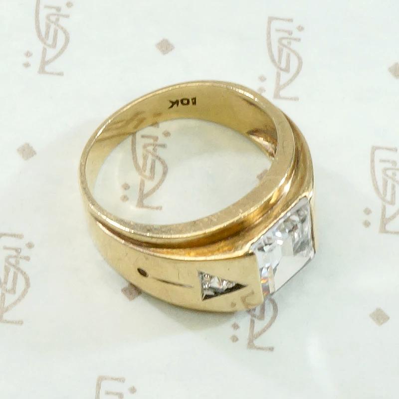Swanky Mid Century Gold & Crystal Arrow Ring
