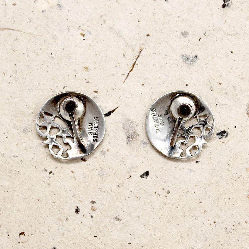 Siam Silver Earrings with Dancers Moon & Stars