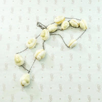 Antique Cowrie Shell Necklace on Silver Chain