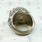 Dramatic Lapis Lazuli in Engraved Silver Ring