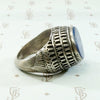 Dramatic Lapis Lazuli in Engraved Silver Ring