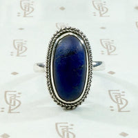 Lapis Lazuli in Sterling Silver Ring with Rope Detail