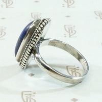 Lapis Lazuli in Sterling Silver Ring with Rope Detail