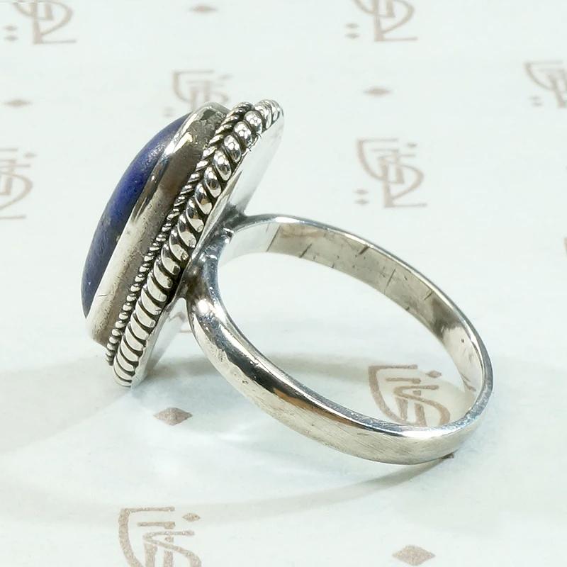 Lapis Lazuli in Sterling Silver Ring with Rope Detail