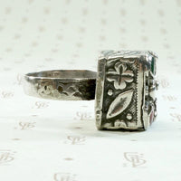 Red & Green Glass Statement Ring in Sterling Silver