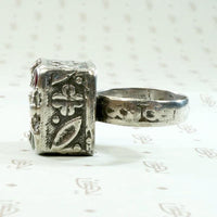 Red & Green Glass Statement Ring in Sterling Silver