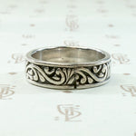 Vintage Sterling Band with Engraved Vines
