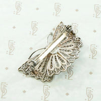 Lacy Silver Filigree Moth Brooch