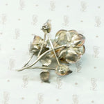 Three-Dimensional Silver Rose Bud Nosegay Brooch