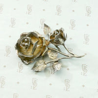 Three-Dimensional Silver Rose Bud Nosegay Brooch