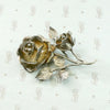 Three-Dimensional Silver Rose Bud Nosegay Brooch