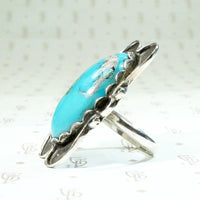 Incredible Turquoise & Silver Ring Signed by Chee Keams