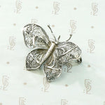 Delightfully Delicate Silver Filigree Butterfly Brooch