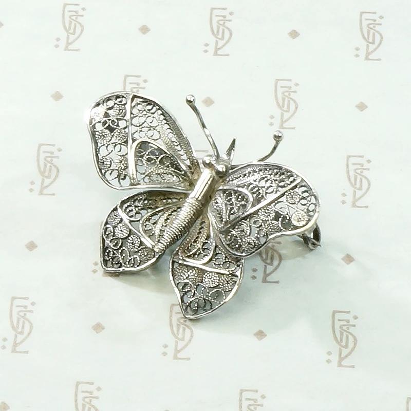 Delightfully Delicate Silver Filigree Butterfly Brooch