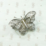 Delightfully Delicate Silver Filigree Butterfly Brooch