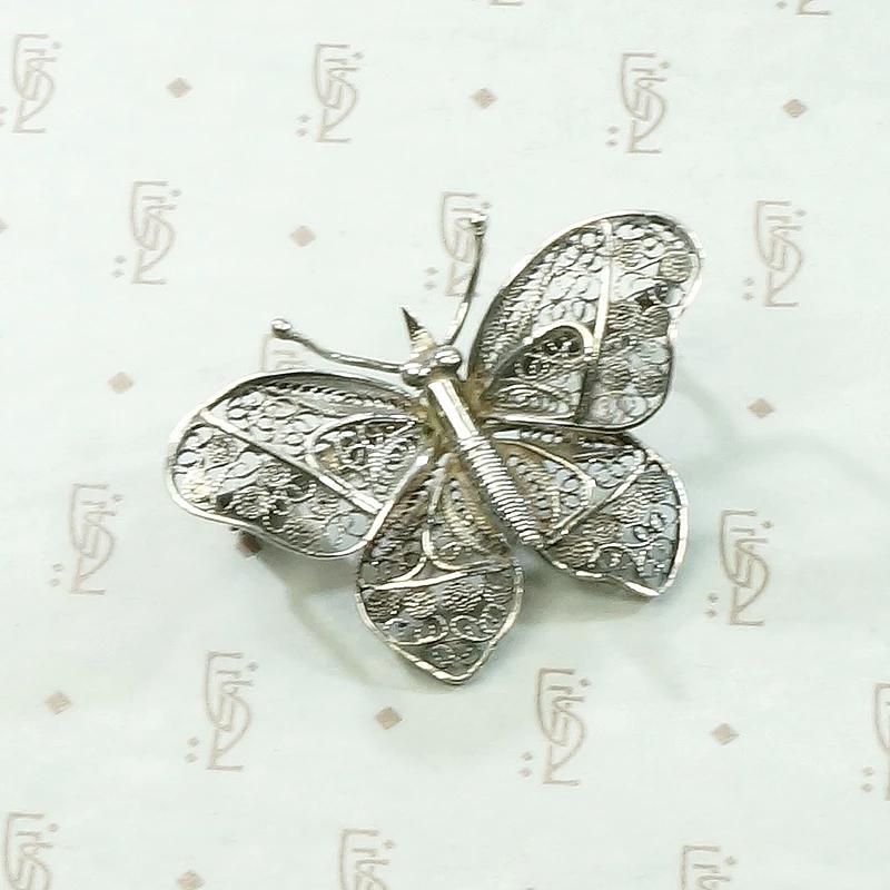Delightfully Delicate Silver Filigree Butterfly Brooch