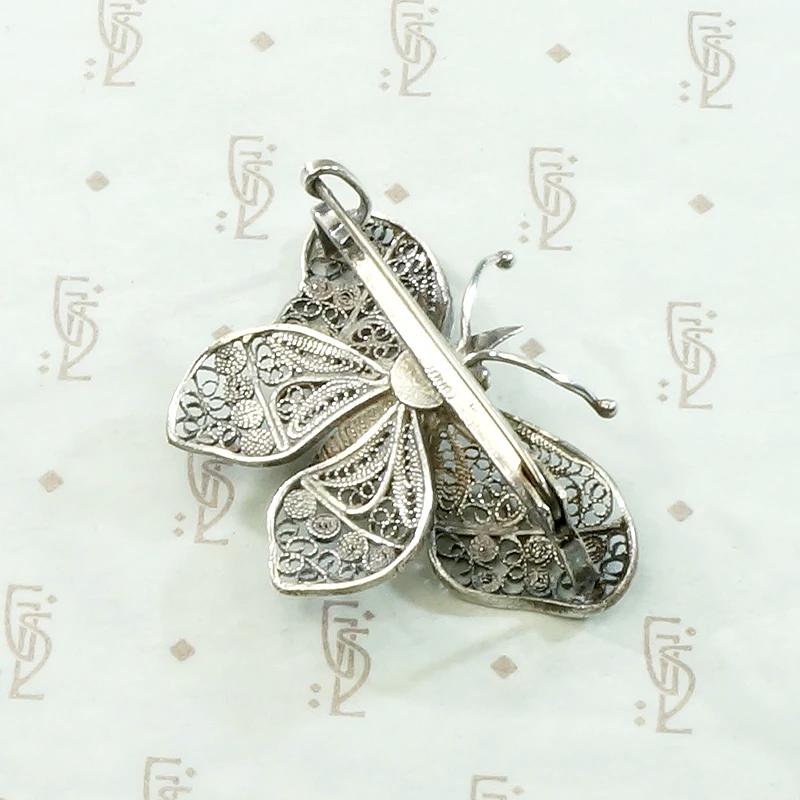 Delightfully Delicate Silver Filigree Butterfly Brooch