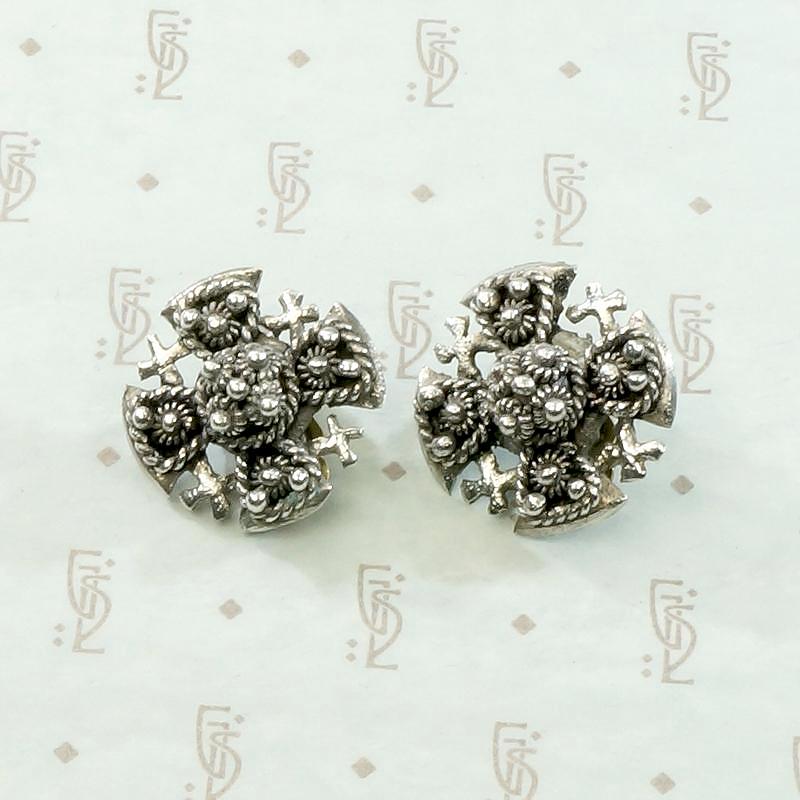 Vintage Silver Jerusalem Cross Earrings