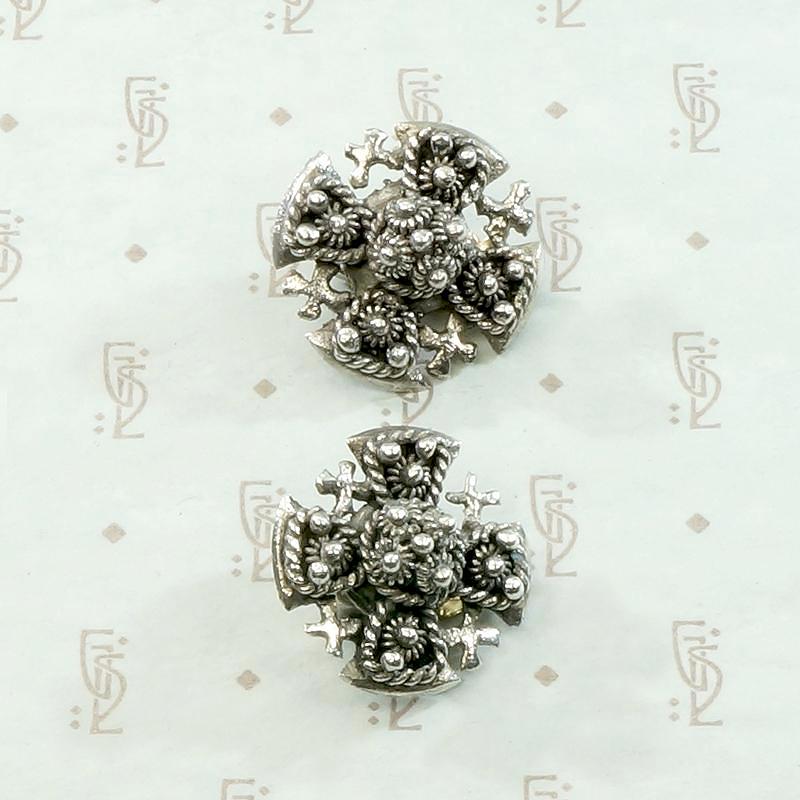 Vintage Silver Jerusalem Cross Earrings