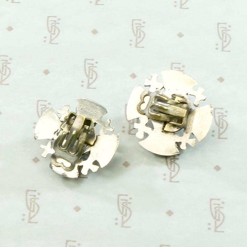 Vintage Silver Jerusalem Cross Earrings