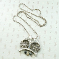 Stylized Sterling Silver Owl Necklace