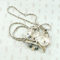 Stylized Sterling Silver Owl Necklace
