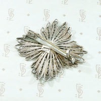 Pure Silver Filigree Flower Brooch