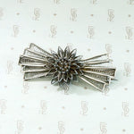 Delicate Silver Filigree Fan & Flower Brooch