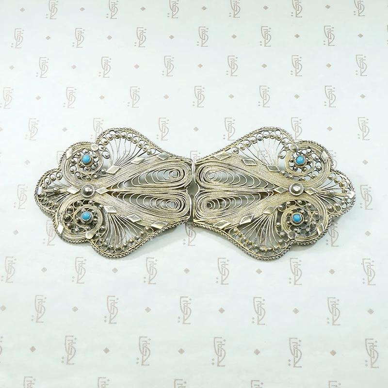 Matched Pair of Ornate Silver Filigree Brooches
