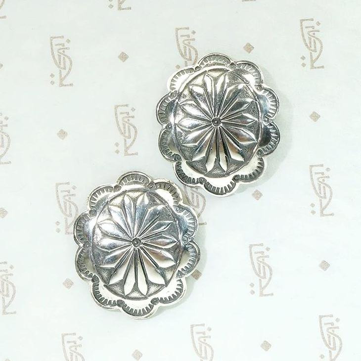 Silver Concho Earrings with Rocker Designs