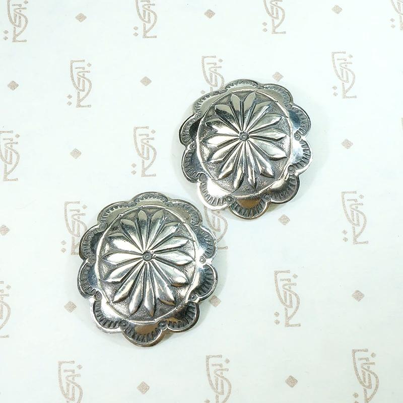 Silver Concho Earrings with Rocker Designs