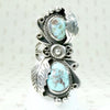 Icy Blue Turquoise & Silver Long Navajo Ring