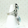 Icy Blue Turquoise & Silver Long Navajo Ring